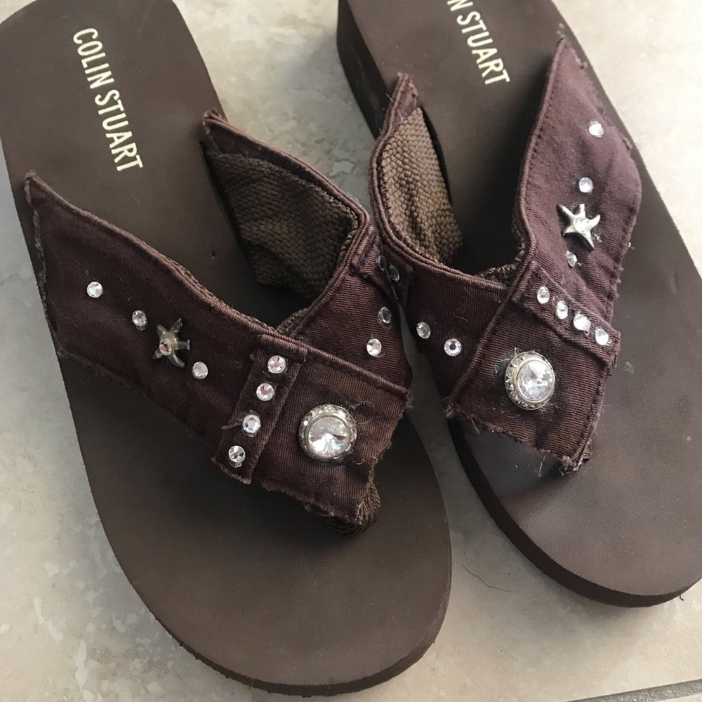 Brown Colin Stuart sandals flip flops Sz 7